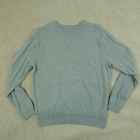 Spring And Mercer Men Medium Cotton Grey Beige Argyle Long Sleeve Sweater - Picture 2 of 5